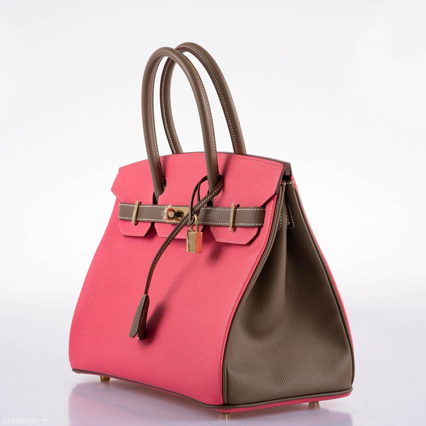 HermesHSS Birkin 30 Rose Azalee & Etoupe Epsom with Permabrass Hardware - 2017, A