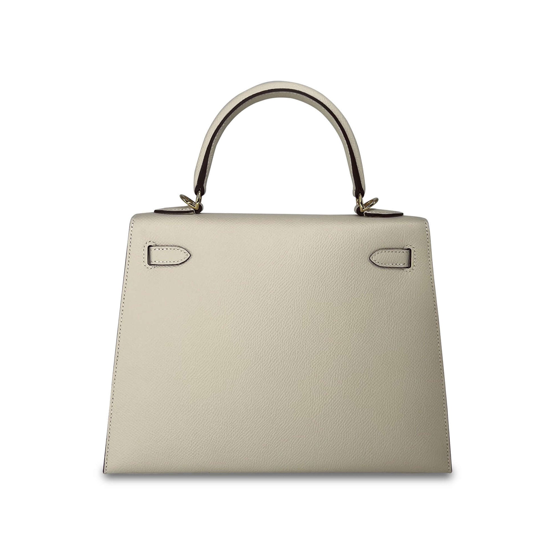 Top Quality Luxury Hermes Kelly Craie Epsom leather designer bag K25 GHW