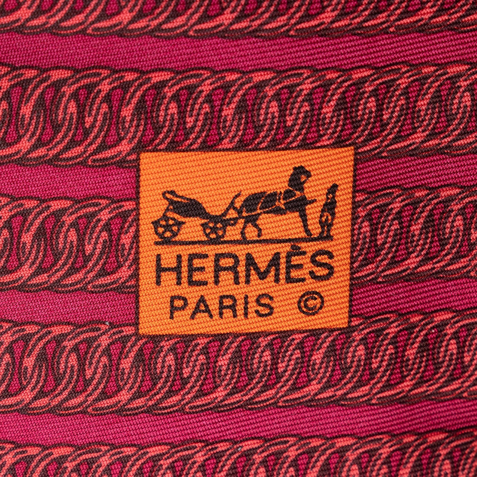 Luxury Hermes Silk Carre en Cravates Fourbi 25 Insert Drawstring Pouch (SHF-22816)
