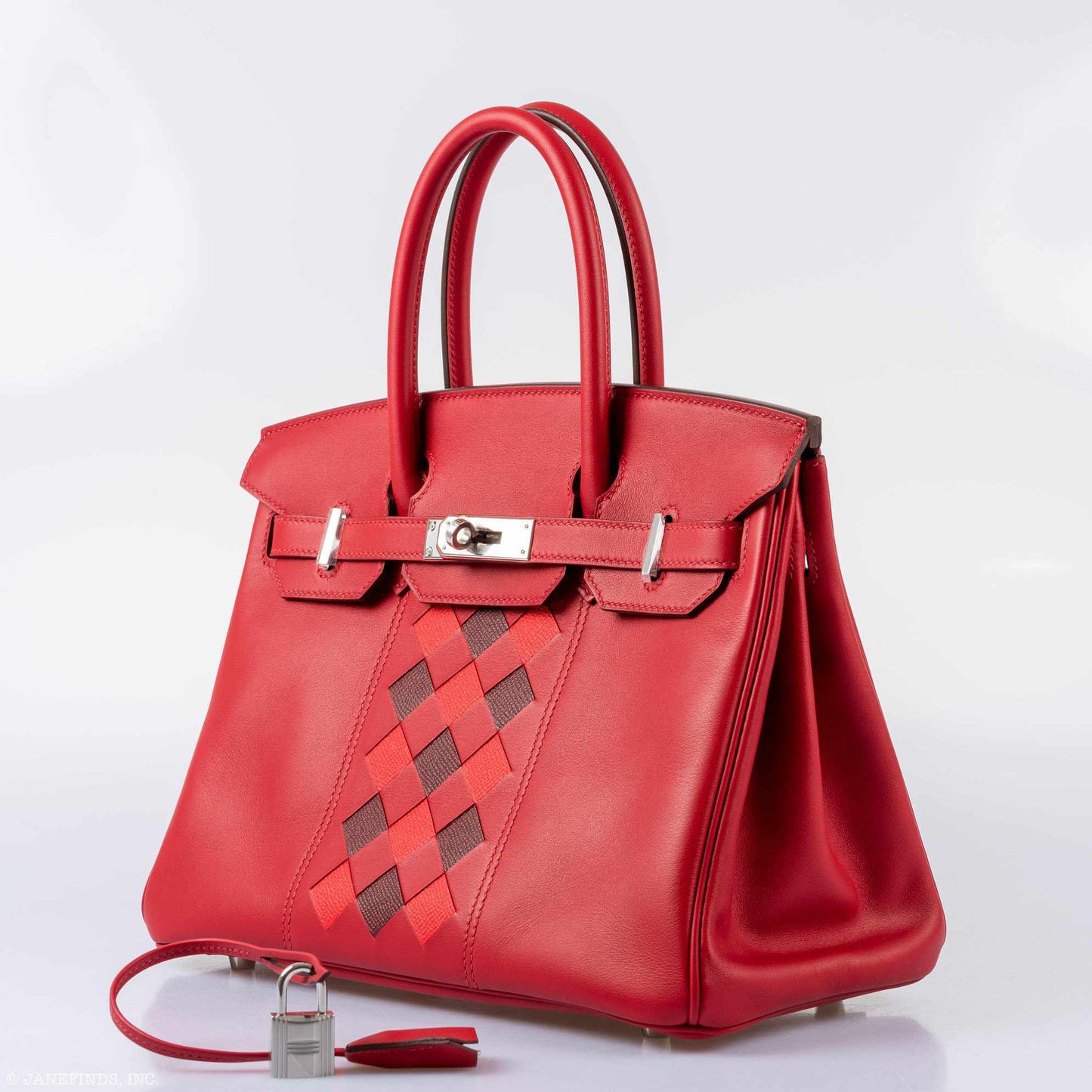 HermesTressage Birkin 30 Rouge de Coeur Swift, Rouge H & Piment Epsom Palladium Hardware - 2019, D