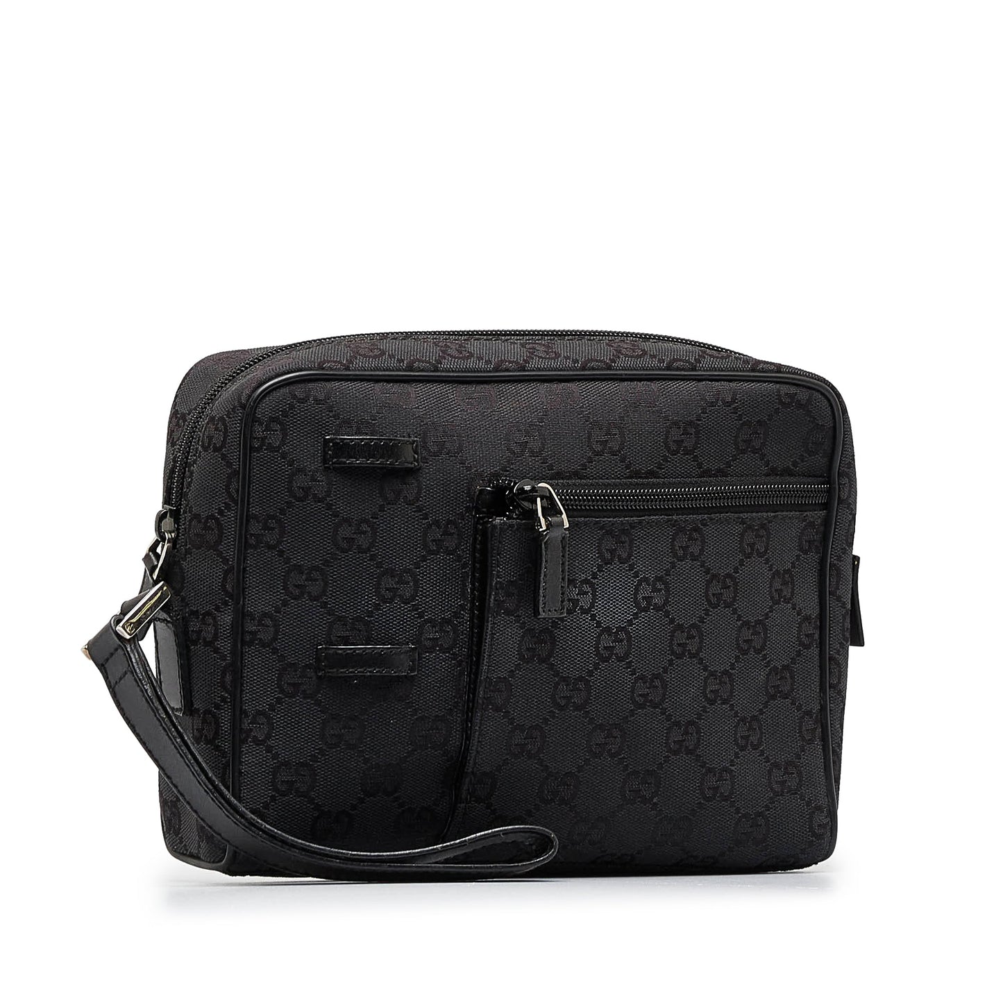 Gucci Black Leather Canvas Clutch