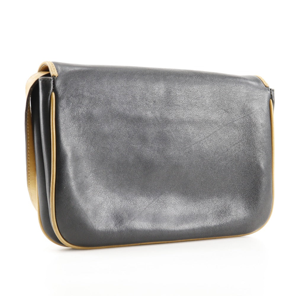 CELINE Shoulder Bag Calfskin black 2-way clutch Old Celine Women