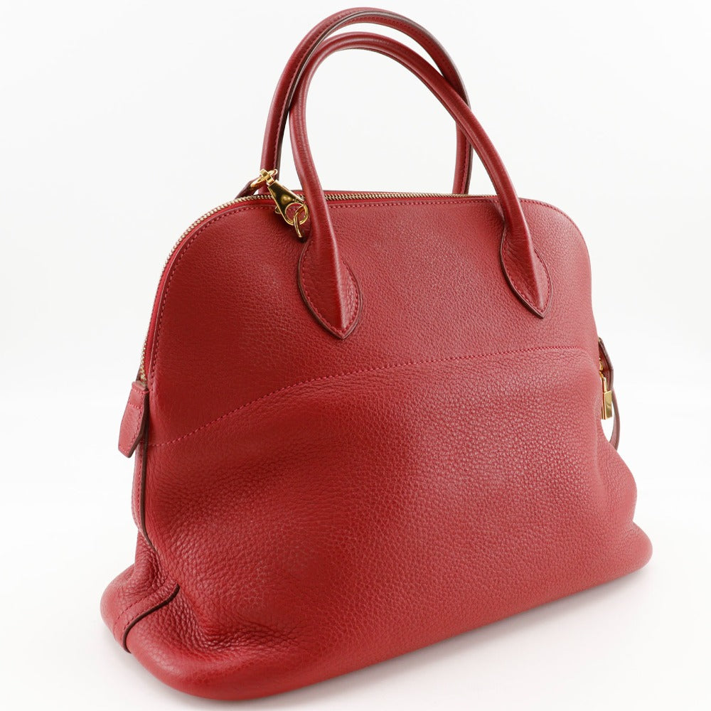 HERMES Handbag Taurillon Clemence Red/Gold Metal 2WAYShoulder Bored 35 Women