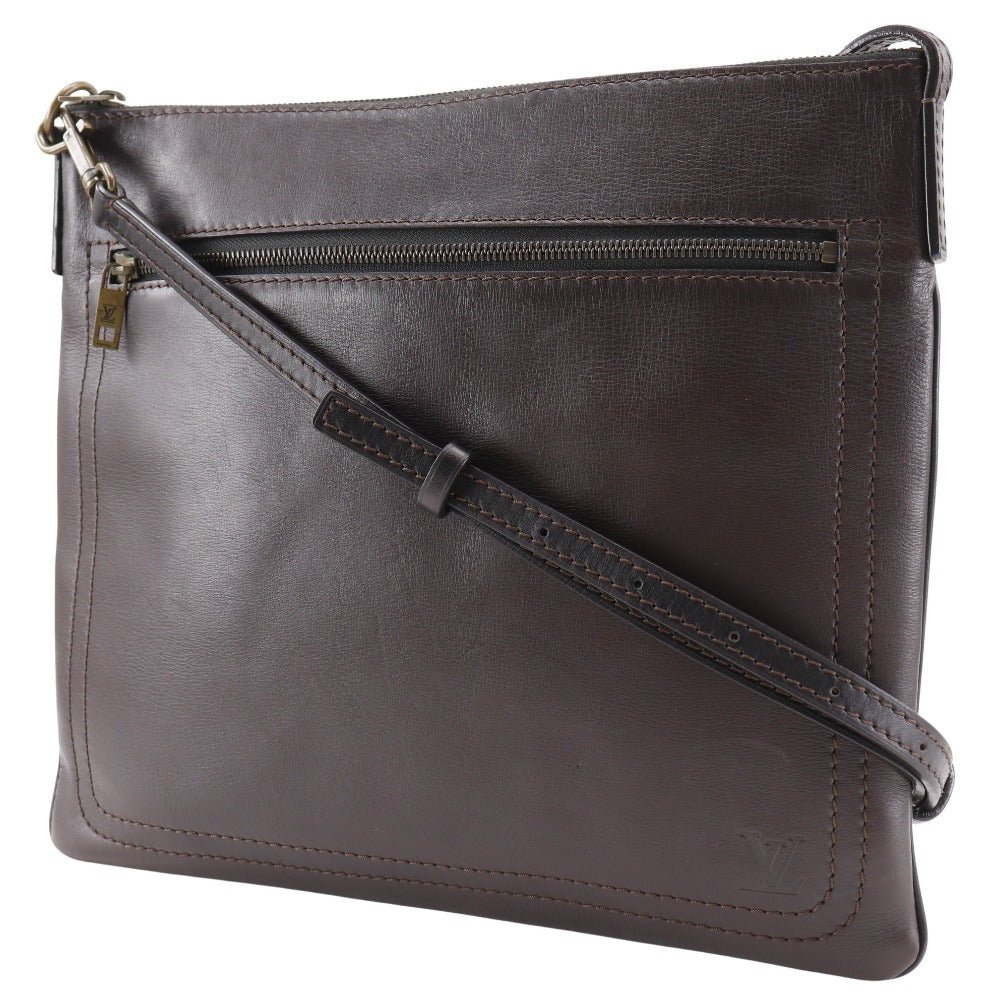 LOUIS VUITTON Shoulder Bag Calfskin Brown Utah Sac Plat