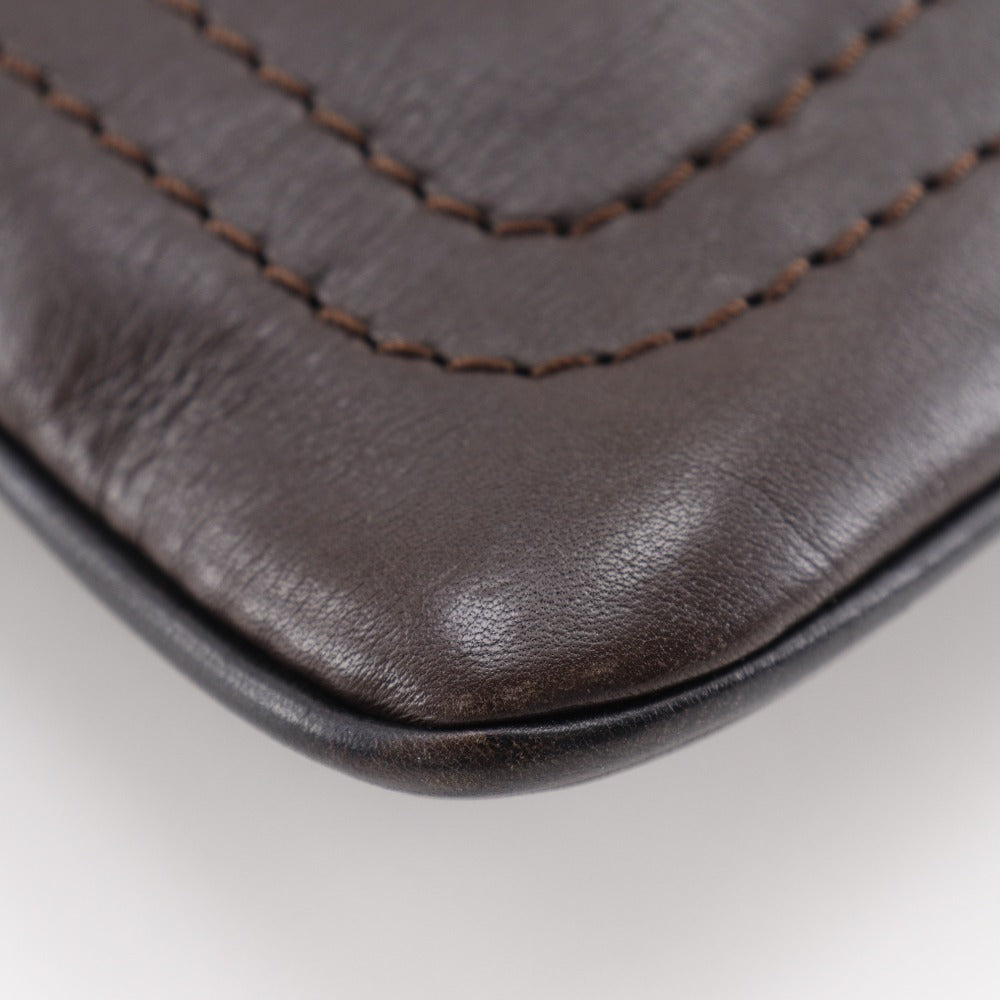 LOUIS VUITTON Shoulder Bag Calfskin Brown Utah Sac Plat