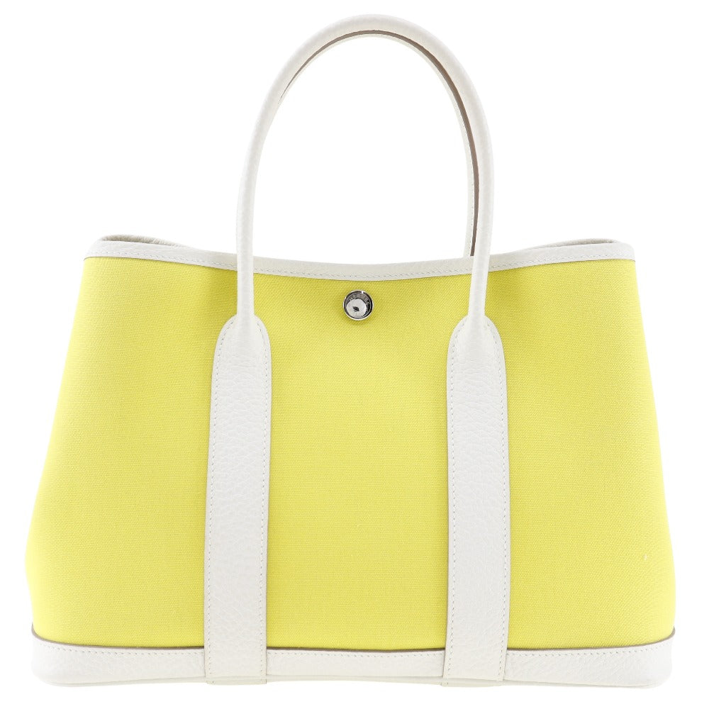 HERMES Handbag Toile Officier, Country yellow Garden party TPM
