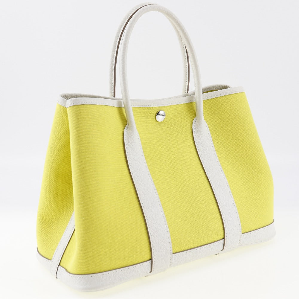 HERMES Handbag Toile Officier, Country yellow Garden party TPM
