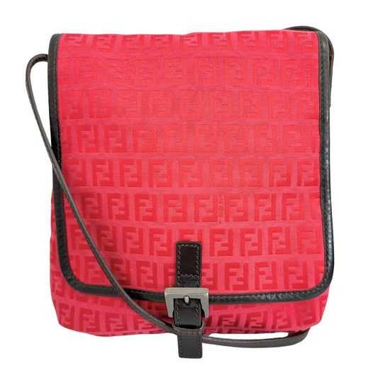 FENDI Shoulder Bag 8BT052 Canvas, leather Red Zucca Women