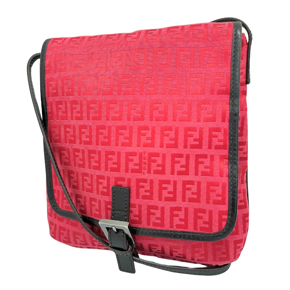 FENDI Shoulder Bag 8BT052 Canvas, leather Red Zucca Women