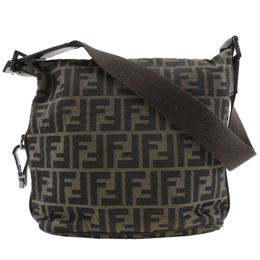 FENDI Shoulder Bag Nylon canvas Brown one belt Zucca Women