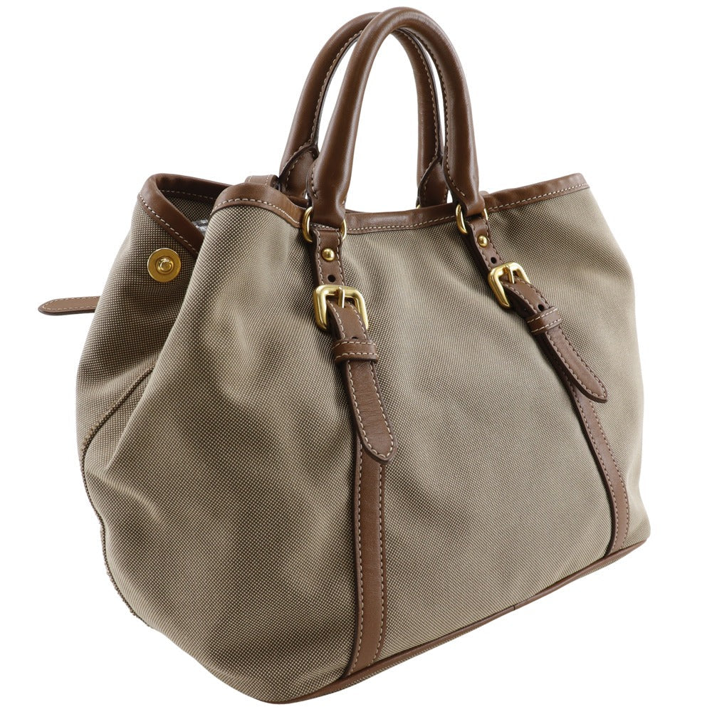Prada Logo Canvas Leather Handbag BN1841