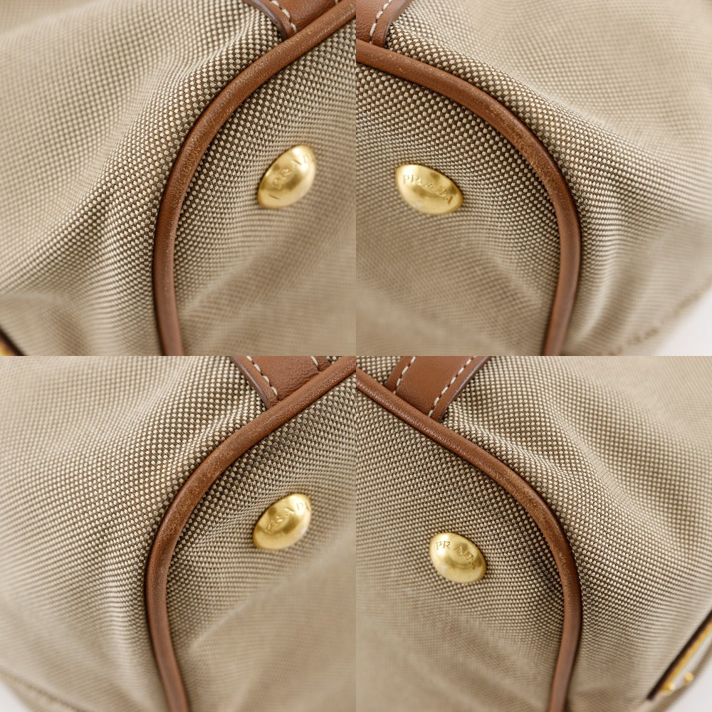 PRADA Handbag BN1841 Canvas, Leather beige 2WAYShoulder logo Women