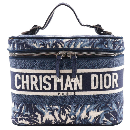 Dior Handbag canvas Red / white Embroidery Palms Travel Vanity Women