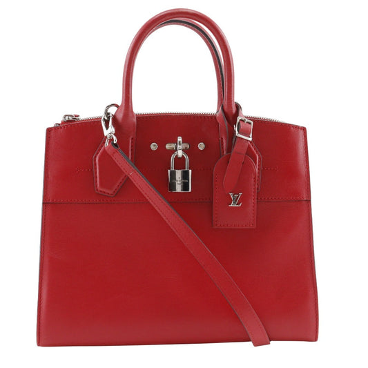 LOUIS VUITTON Handbag Calfskin Red 2WAYShoulder City Steamer PM Women