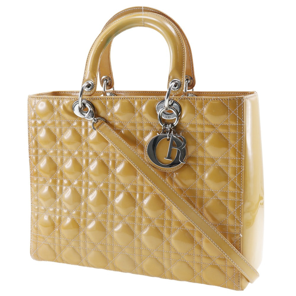 Christian Dior Handbag 09-BO-0174 Patent leather Orange Lady Dior Women