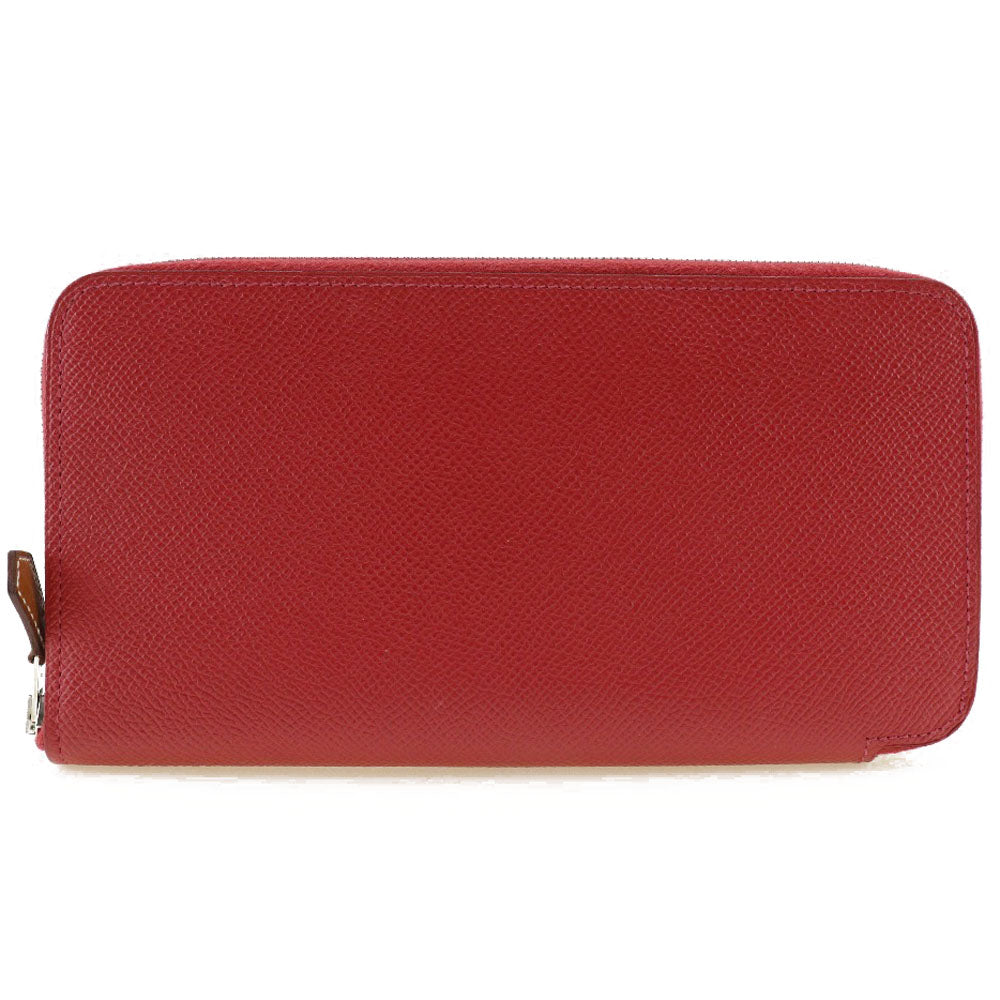 HERMES Long Wallet Purse Epsom, Silk Red-purple azap silk in long Women