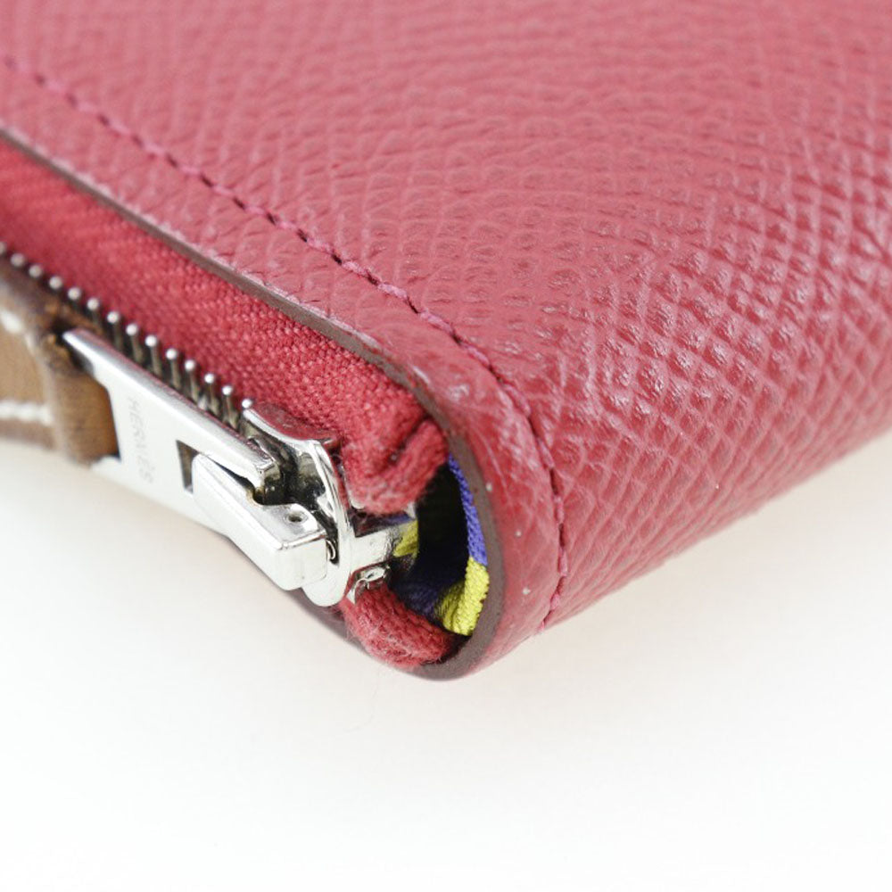 HERMES Long Wallet Purse Epsom, Silk Red-purple azap silk in long Women