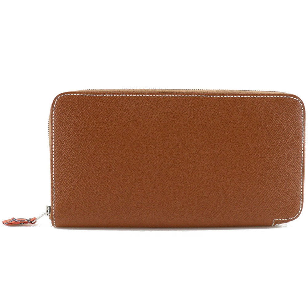 HERMES Long Wallet Purse Epsom Brown Azap silk in Women