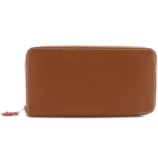 HERMES Long Wallet Purse Epsom Brown Azap silk in Women