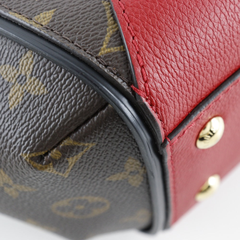 LOUIS VUITTON Handbag Monogram Canvas, Calfskin Brown / red 2WAYShoulder Kimono PM Women