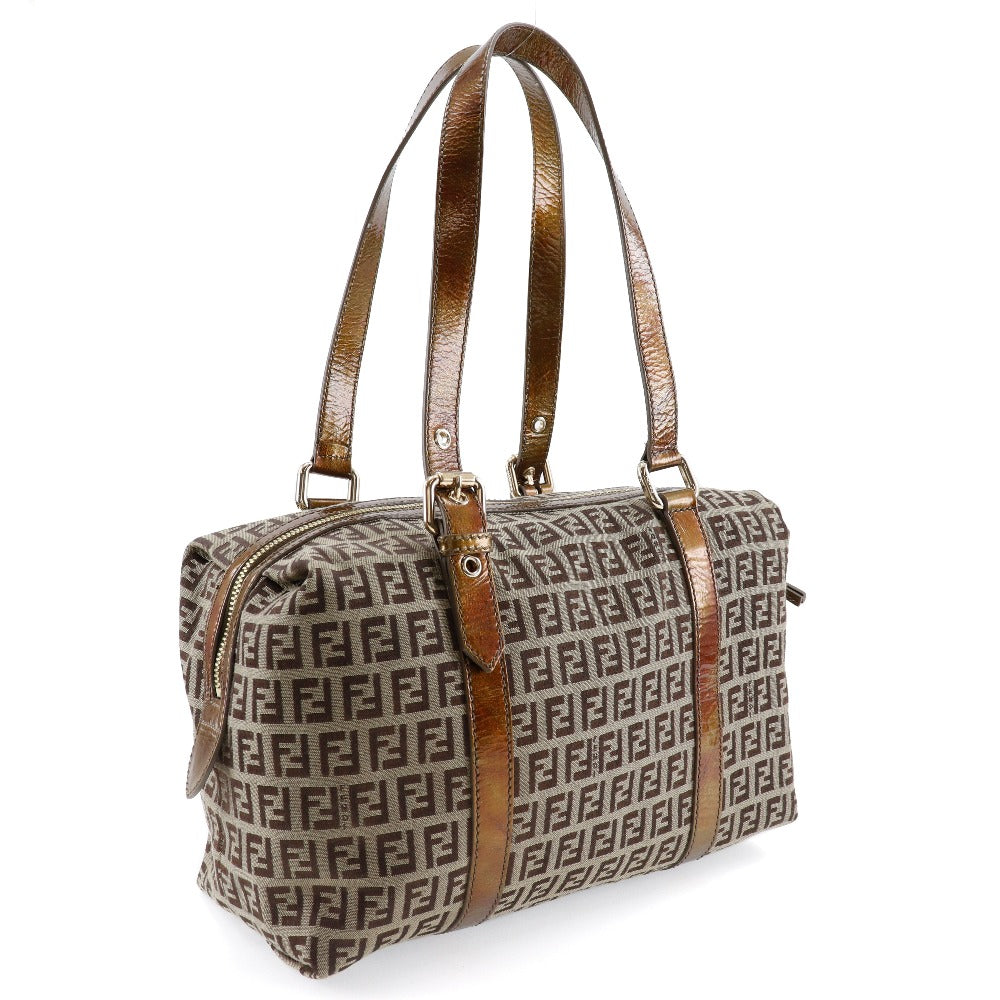 FENDI Shoulder Bag 8BL106-CNL Nylon canvas bronze Mini Boston Zucca Women