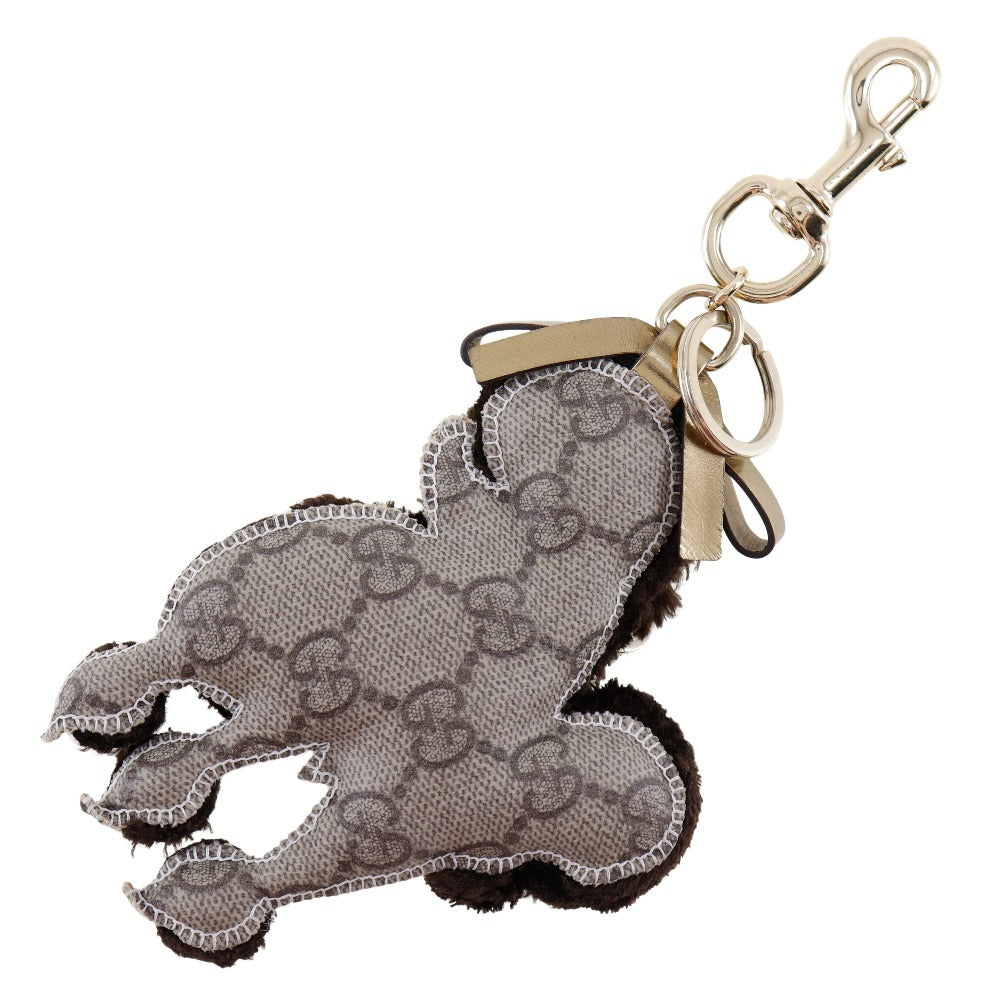 GUCCI key ring GG Supreme Canvas Brown Guccioli Bag charm poodle Women