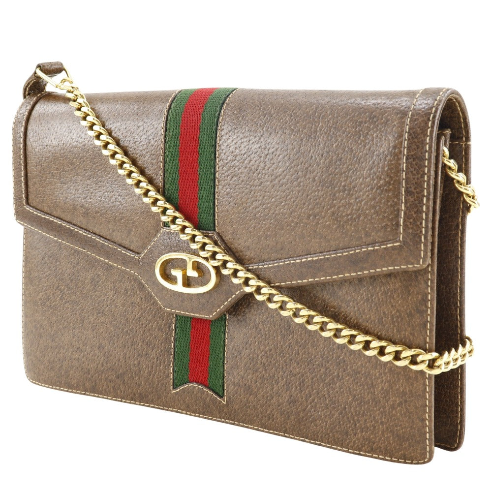 GUCCI Shoulder Bag PVC Brown 2-way clutch Sherry line Old Gucci Women