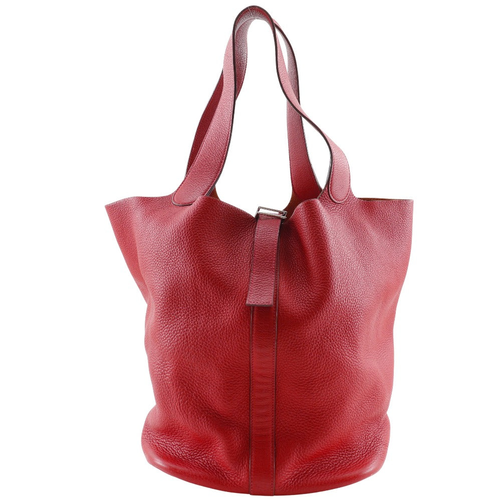 HERMES Tote Bag Taurillon Clemence Red Picotan TGM
