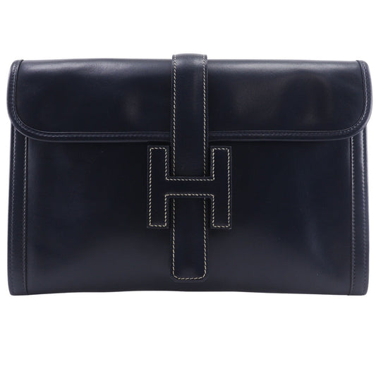 HERMES Clutch bag Box scarf Navy JigePM