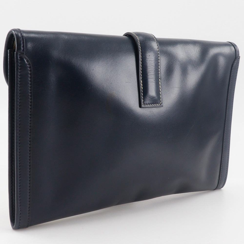 HERMES Clutch bag Box scarf Navy JigePM