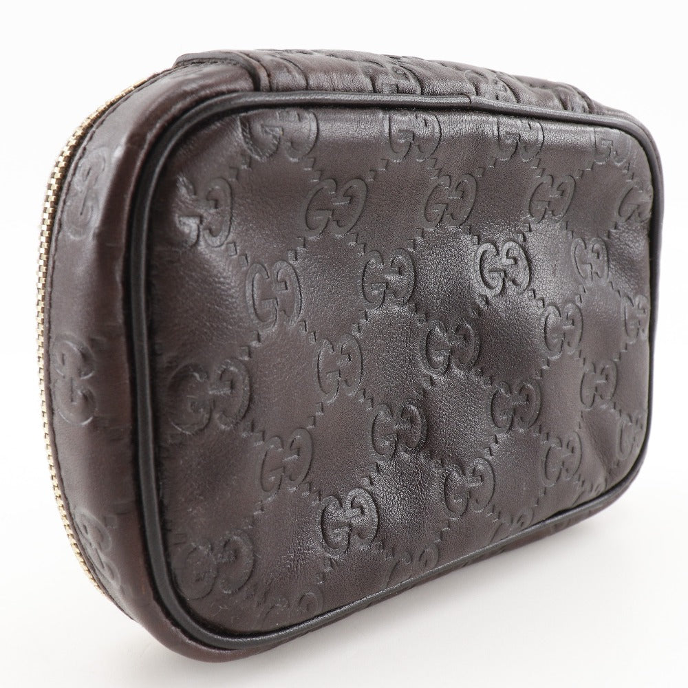 GUCCI Pouch 191187 Sima leather Brown GG Jewelry case Women