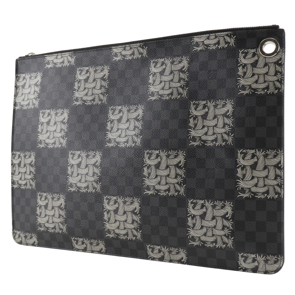 LOUIS VUITTON Clutch bag Damier Grafitto Canvas black Christopher nemes Pochette Jules GM mens