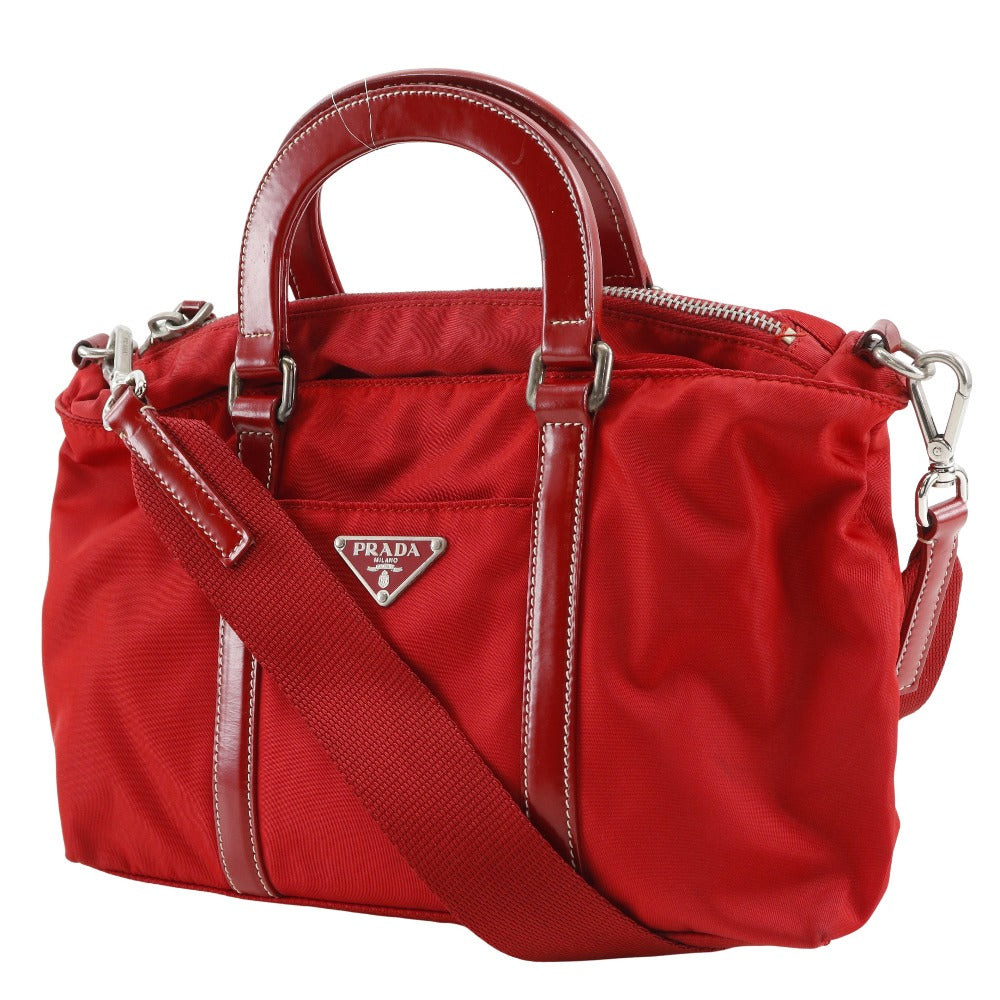 PRADA Handbag Nylon Red 2WAYShoulder
