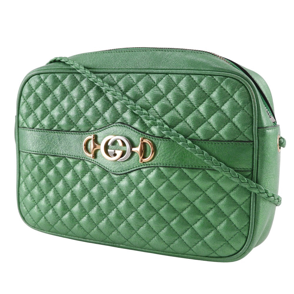 GUCCI Shoulder Bag 541061 leather Green Horsebit Trapuntato