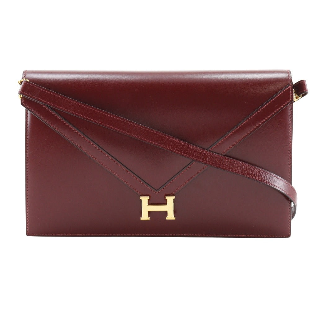 HERMES Shoulder Bag Box scarf Bordeaux 2-way clutch Lidi