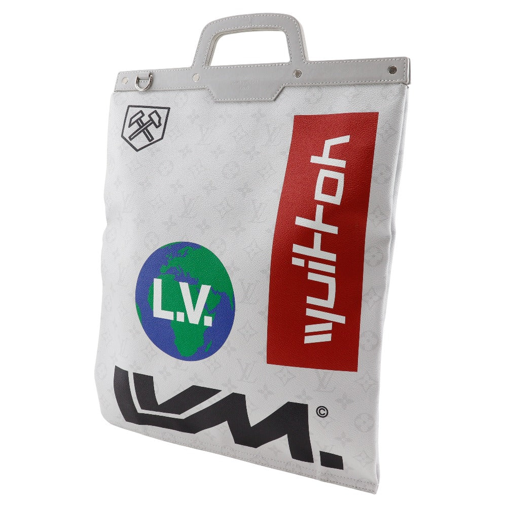 LOUIS VUITTON Handbag White Monogram Canvas Light gray Flat vertical tote mens