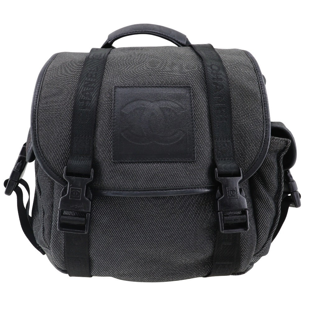 CHANEL Backpack canvas Black / Silver Sports line Backpack