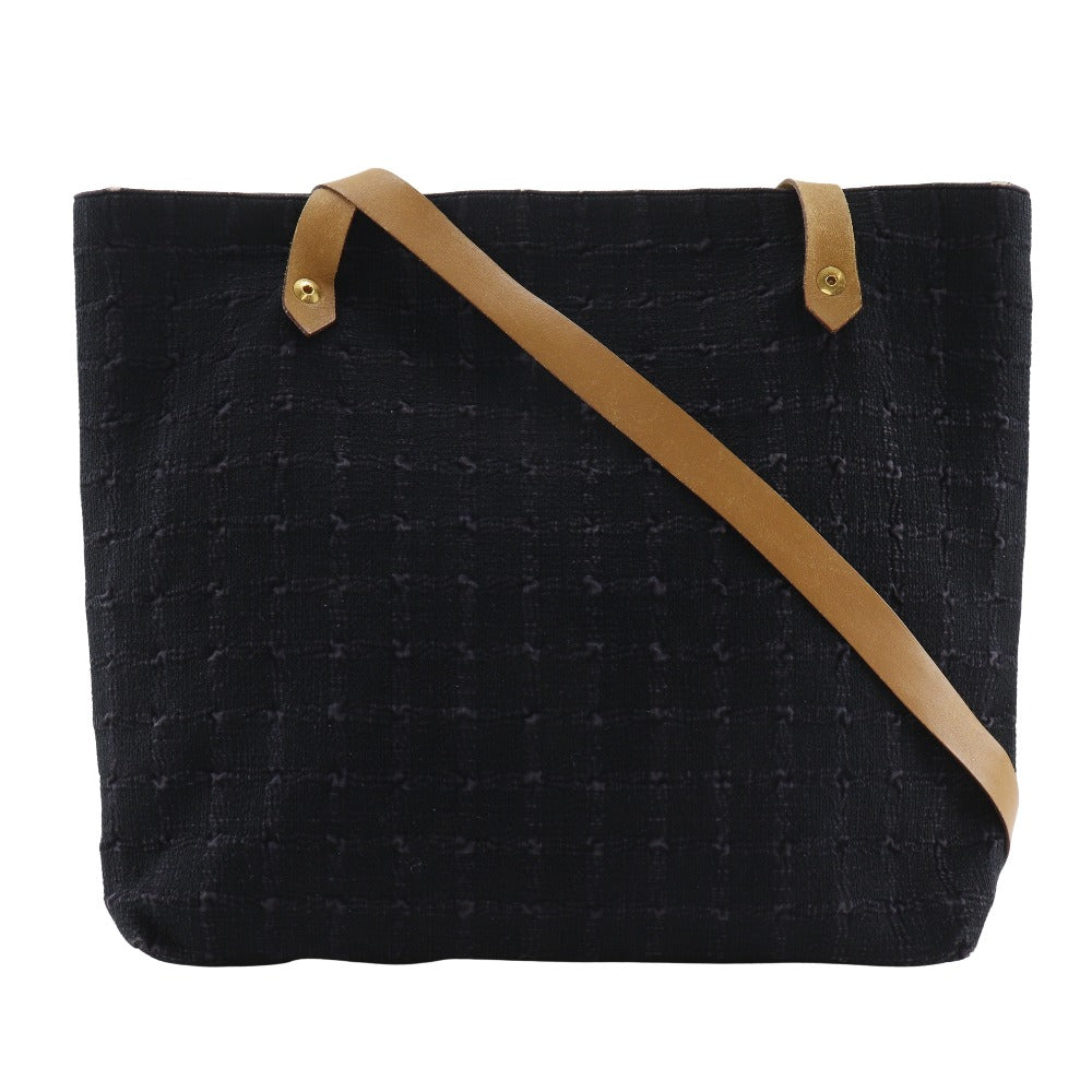 HERMES Shoulder Bag canvas black Long shoulder Amedaba Cava de Poche
