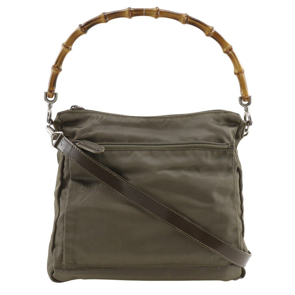 GUCCI Shoulder Bag 000.2404.0509 Nylon canvas khaki Bamboo one belt