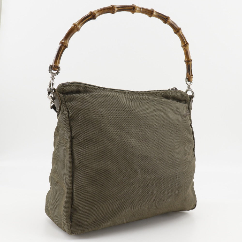 GUCCI Shoulder Bag 000.2404.0509 Nylon canvas khaki Bamboo one belt