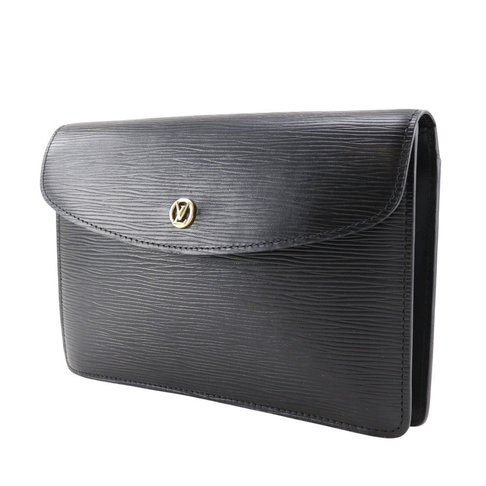 LOUIS VUITTON Clutch bag Epi Leather black business bag Montaigne 23 mens