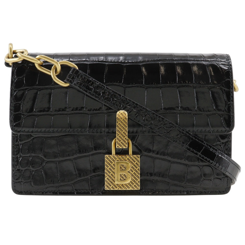 BALENCIAGA Shoulder Bag Embossed leather black 2-way clutch Mini Shoulder Women