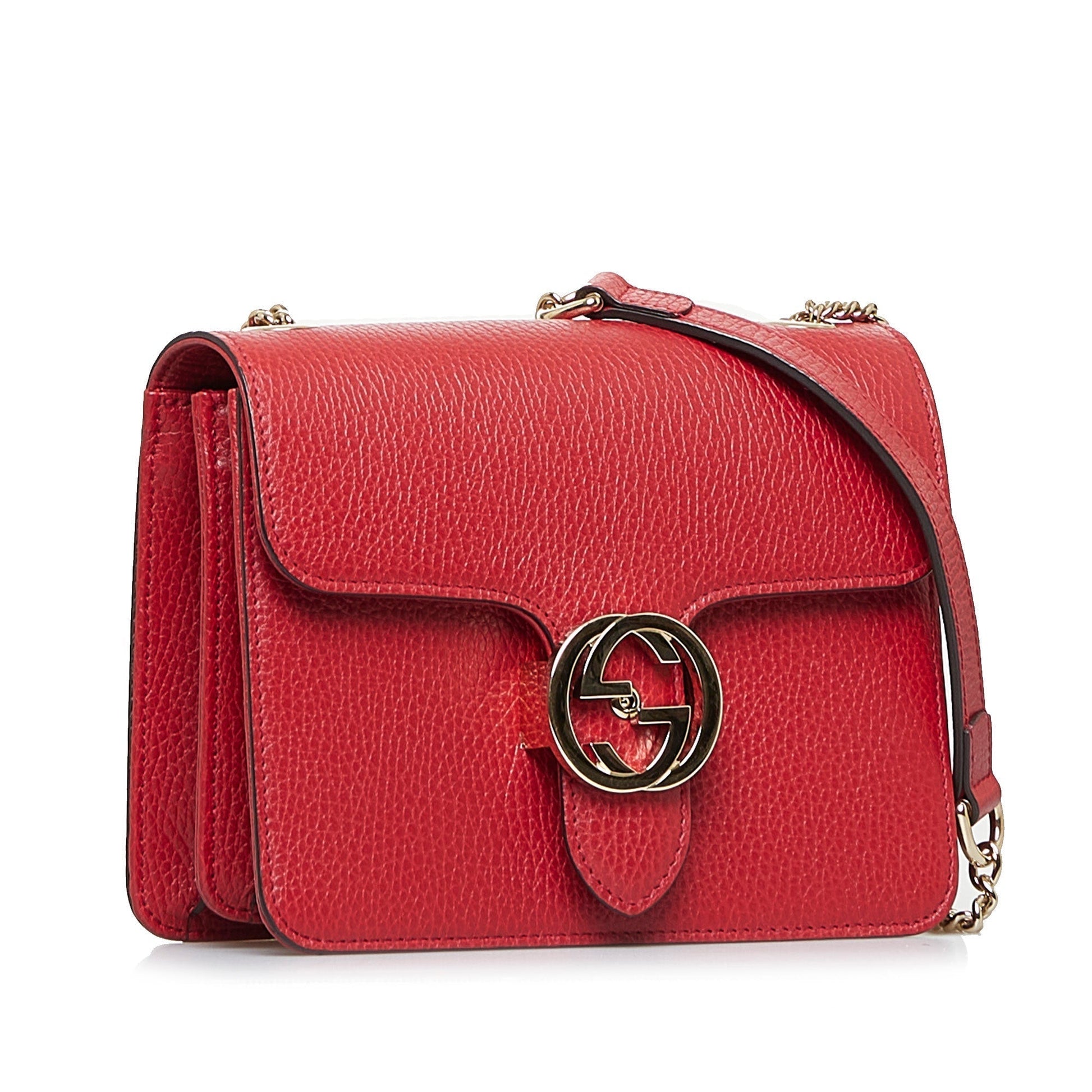 Gucci Interlocking G Red Leather Calfskin Crossbody