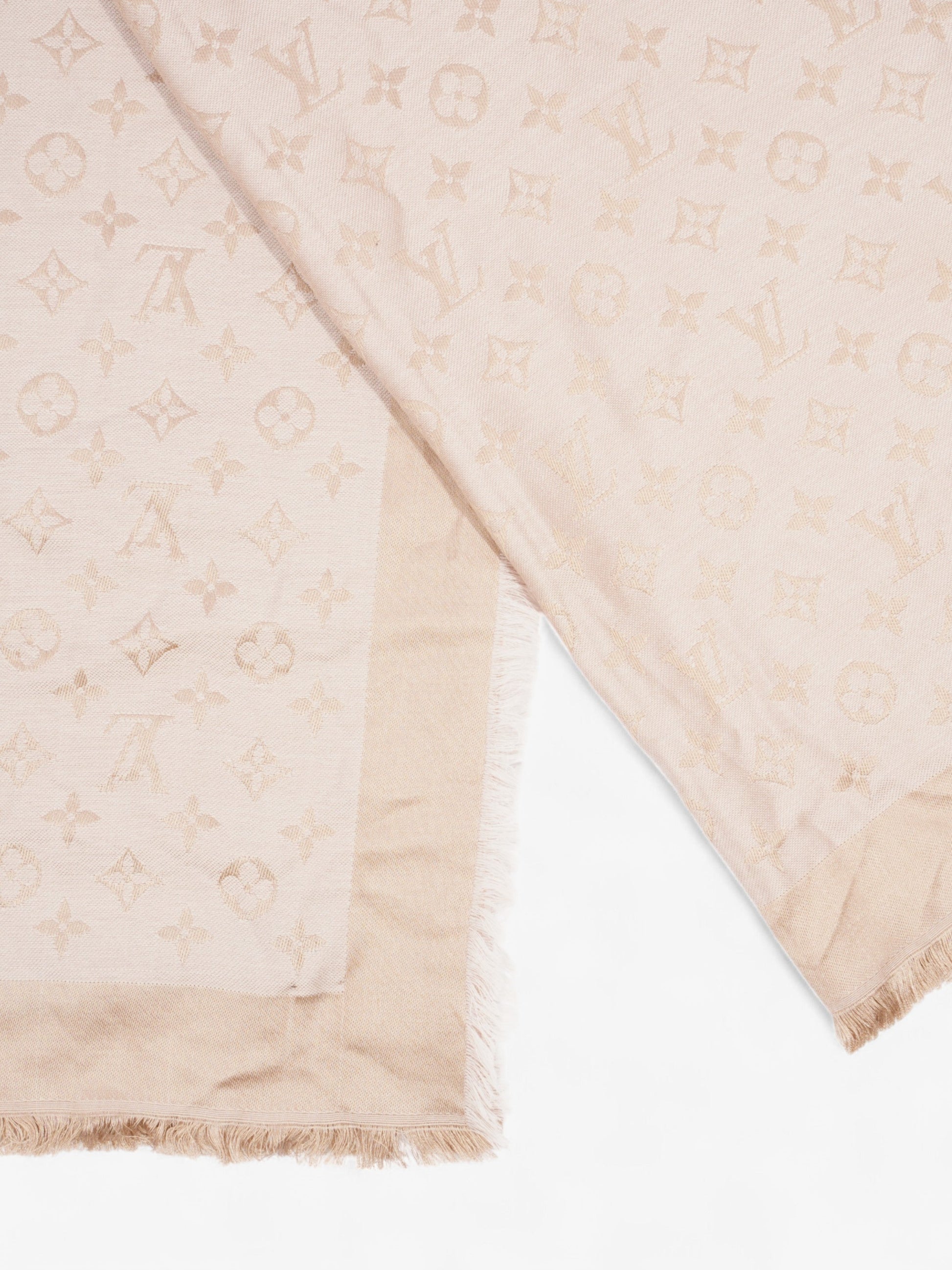 Luxury Women's Handbag | Louis Vuitton Monogram Shawl Beige Silk 139cm x 139cm