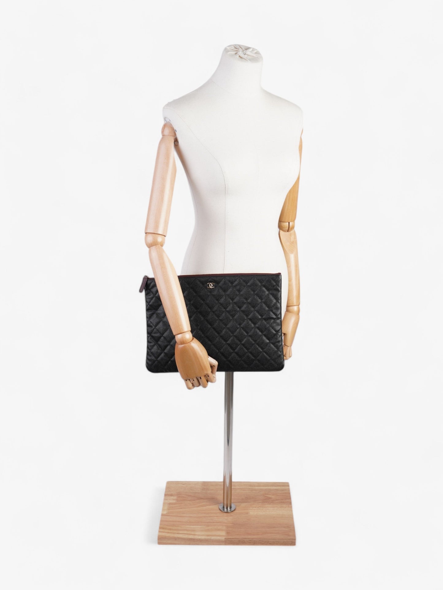 Chanel Clutch Pouch Black Caviar Leather Large