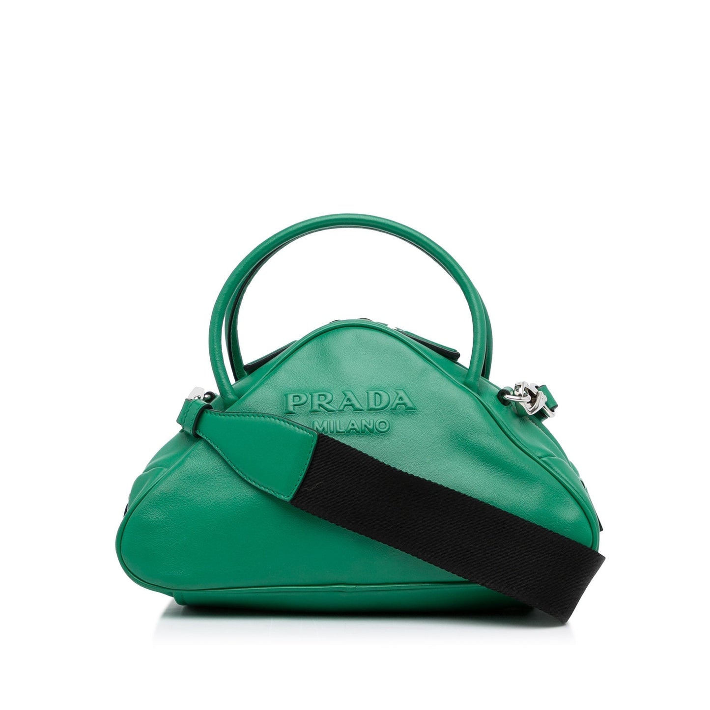 Prada Triangle Green Leather Luxury Handbag