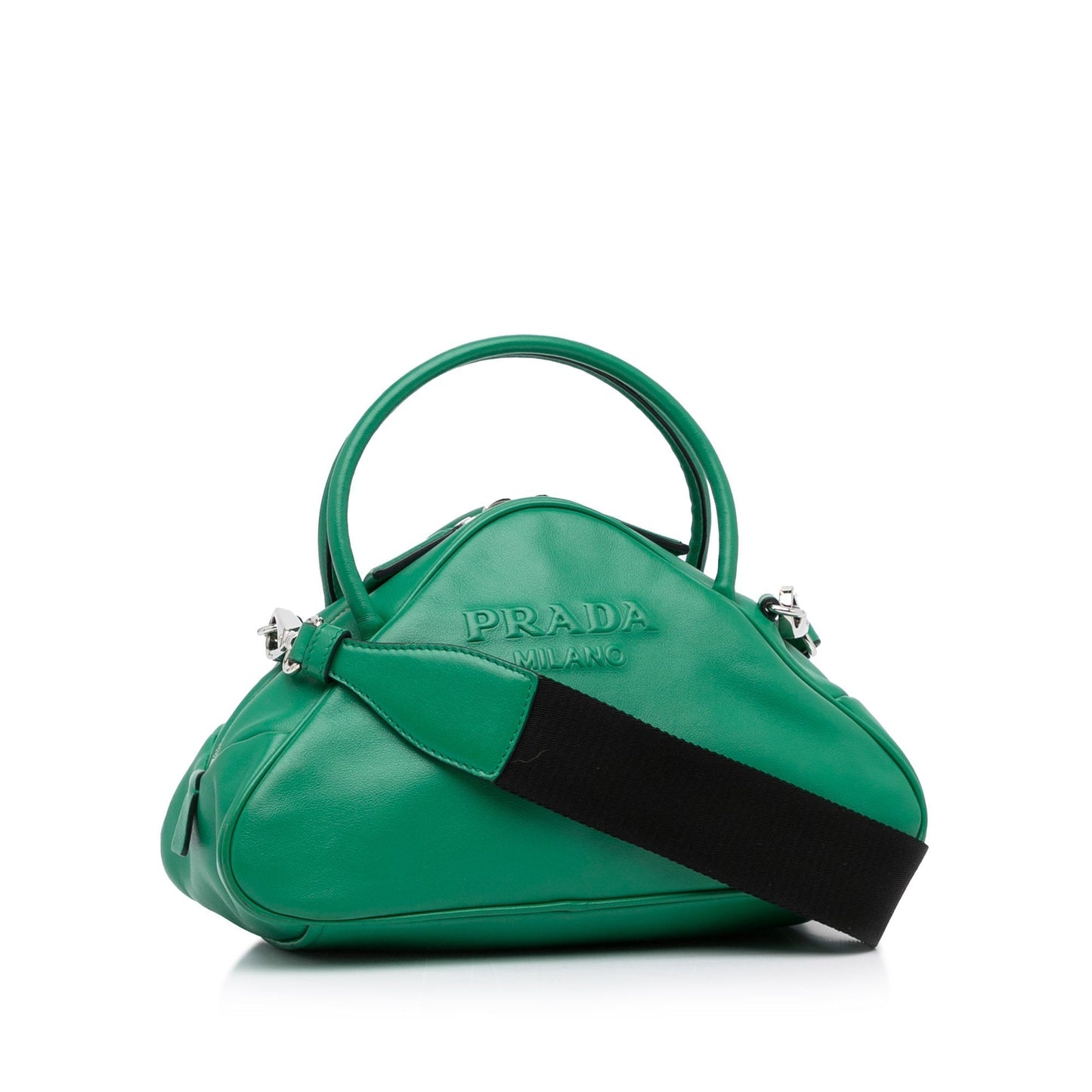 Prada Triangle Green Leather Luxury Handbag