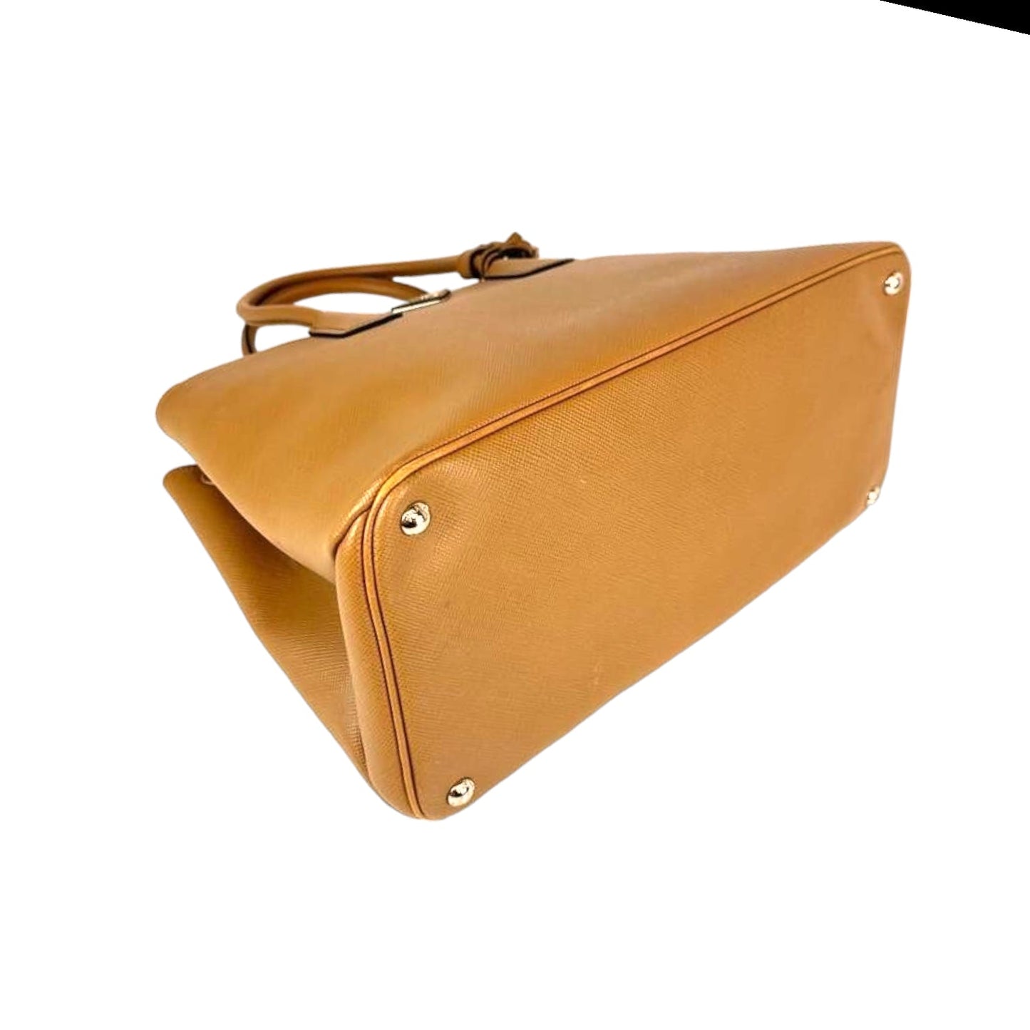 Prada Turnlock Twin Caramel Saffiano Cuir Luxury Handbag