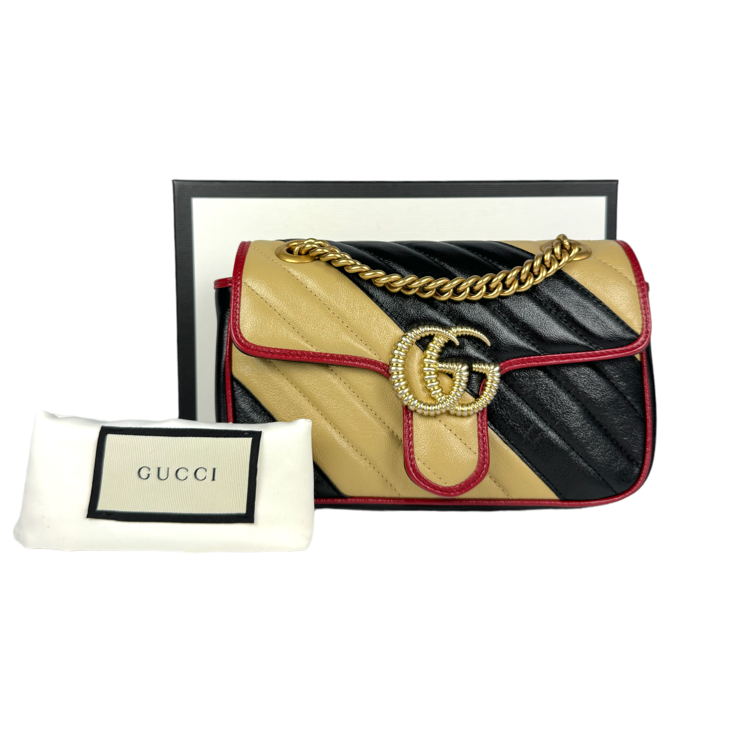Gucci GG Marmont Black Quilted Chain Crossbody