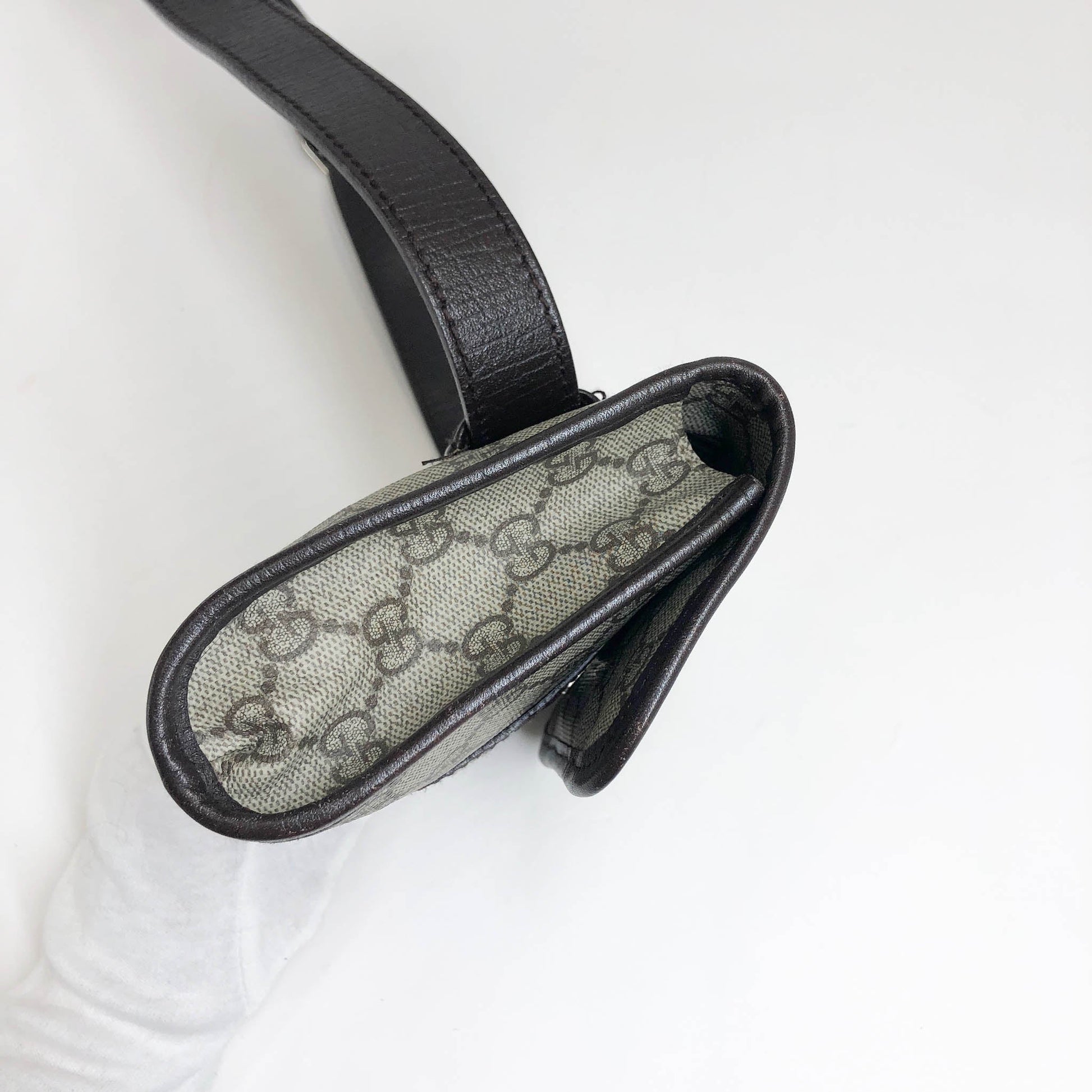Gucci Monogram Leather Canvas Shoulder Bag